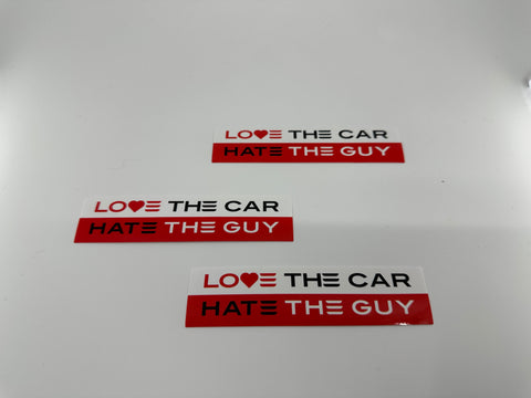 Auto Sticker für Tesla Fans - LOVE THE CAR - HATE THE GUY (2 Aufkleber)